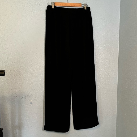 Karen Millen Wide Leg Sporty Trousers Black with Blue White Side Stripe - Picture 6 of 11